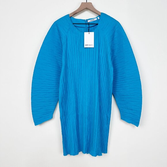 Oval Square Iggy Dress Mini Statement Barrel Sleeves Modern Disco Pleated Party - Picture 4 of 11